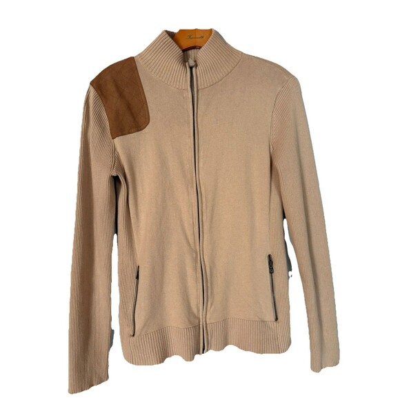 Ralph Lauren Shooting Cardigan Sweater Long Sleeve 100% Cotton Pockets Zip SZ M - Picture 1 of 15